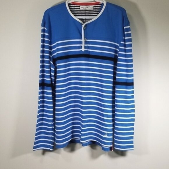 Nautica Men's Jersey Slim Fit Size XL Long Sleeve Blue Sailing Cotton - Picture 2 of 5